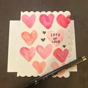 Hand lettered and painted Valentine’s Day Card